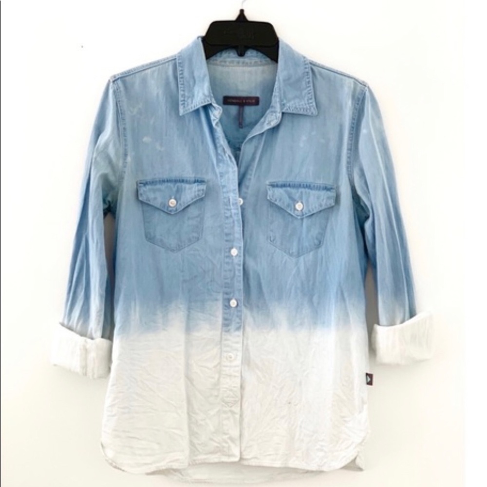 Kendall & Kylie Ombré Blue Denim Button Down Shirt